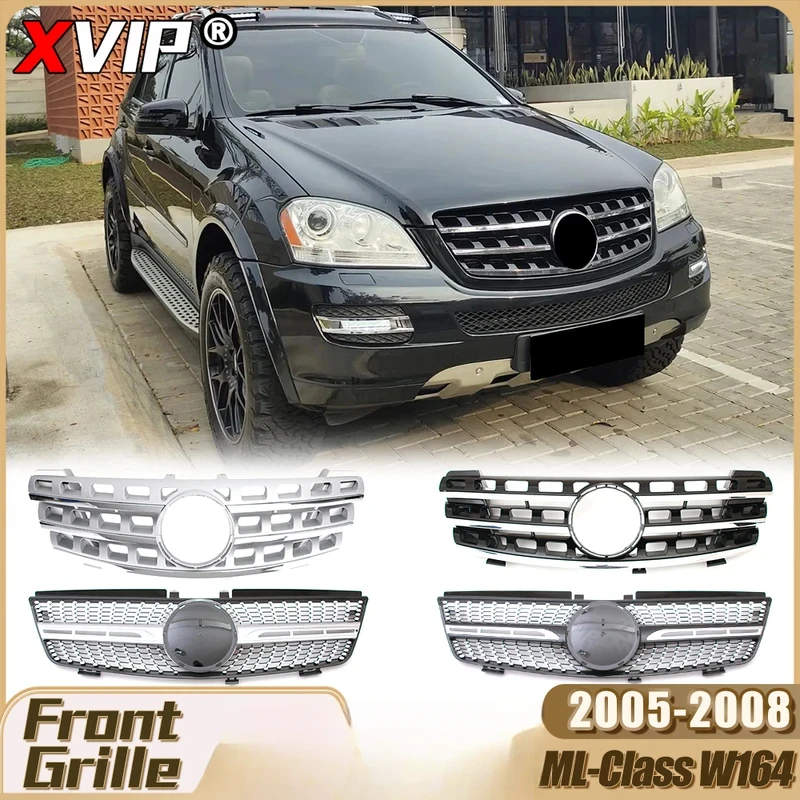 

XVIP Glossy Black Style Bumper Grille For ML-Class W164 ML350 ML550 2005-2008 Chrome GTR Style Racing Grilles
