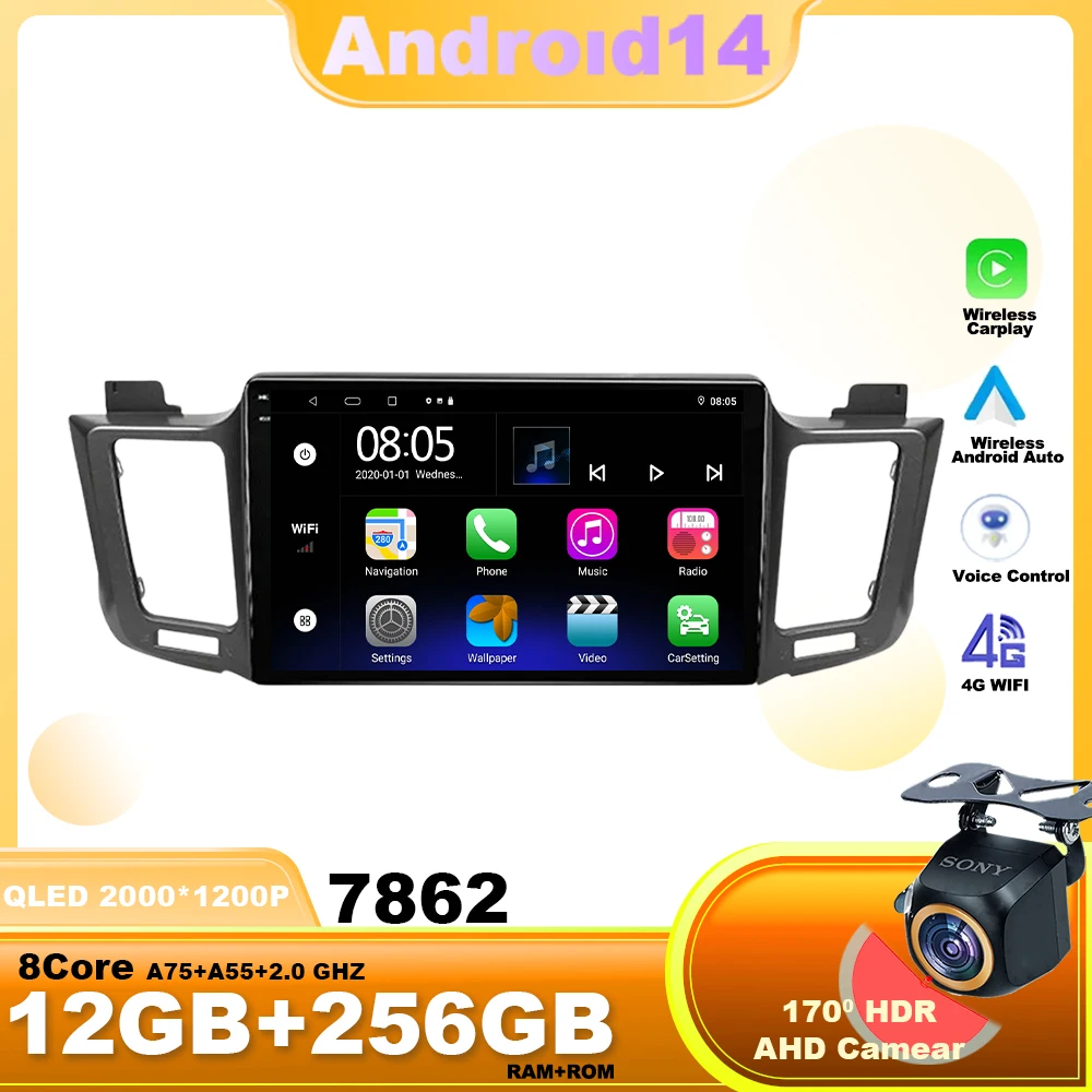 Android14 For Toyota RAV4 4 XA40 5 XA50 2012 - 2018 LHD Car Radio Multimedia Video Player Wireless pantalla carplay auto GPS