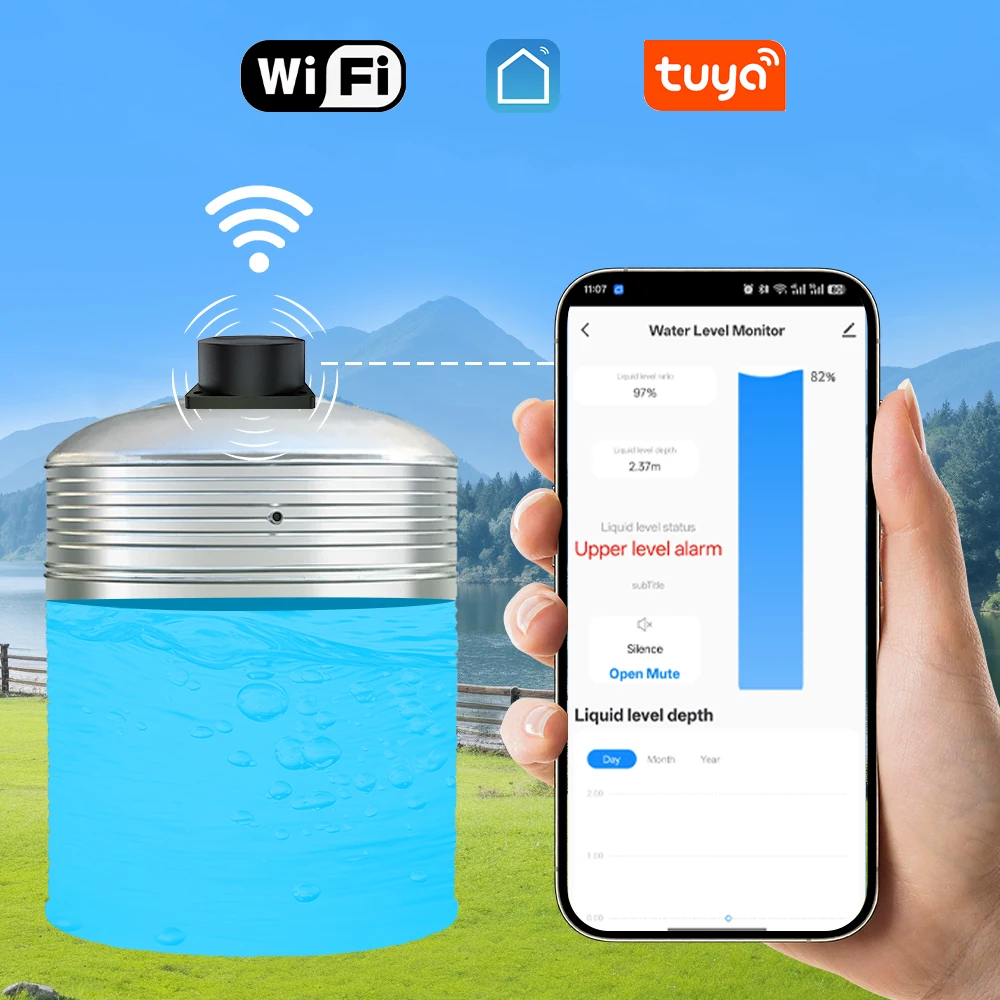 Tuya WiFi Intelligente Fernbedienung Tank Level Erkennung Smartphone Voll Wasser Alarm System Controller Wasser Tank Level Sensor