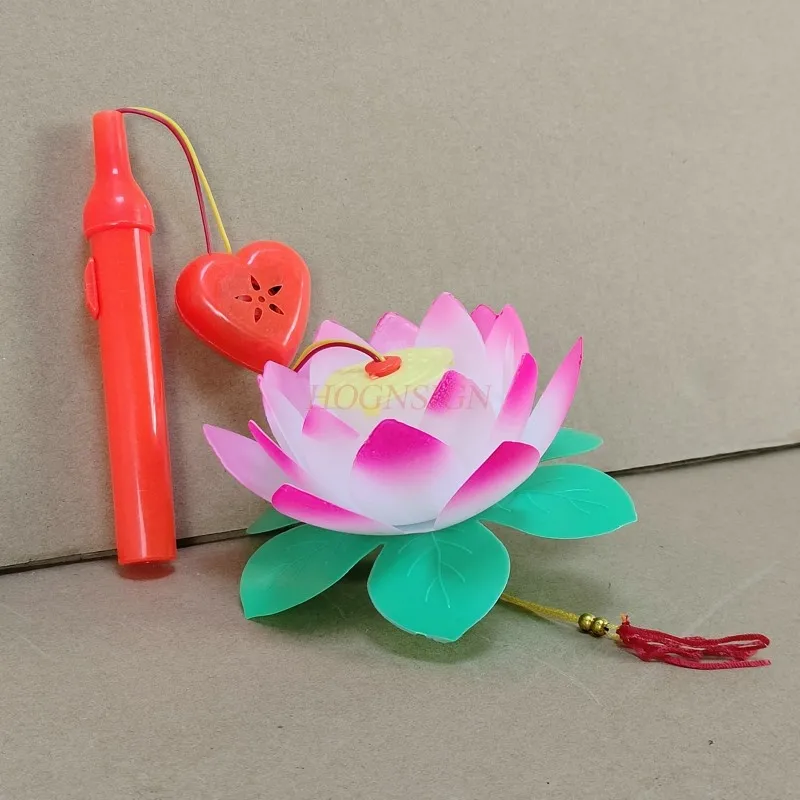 Hot Sell National Light Up Toys Plastic Music Electric Flash Lotus Portable Lantern Festival Mid-autumn Gift for Children