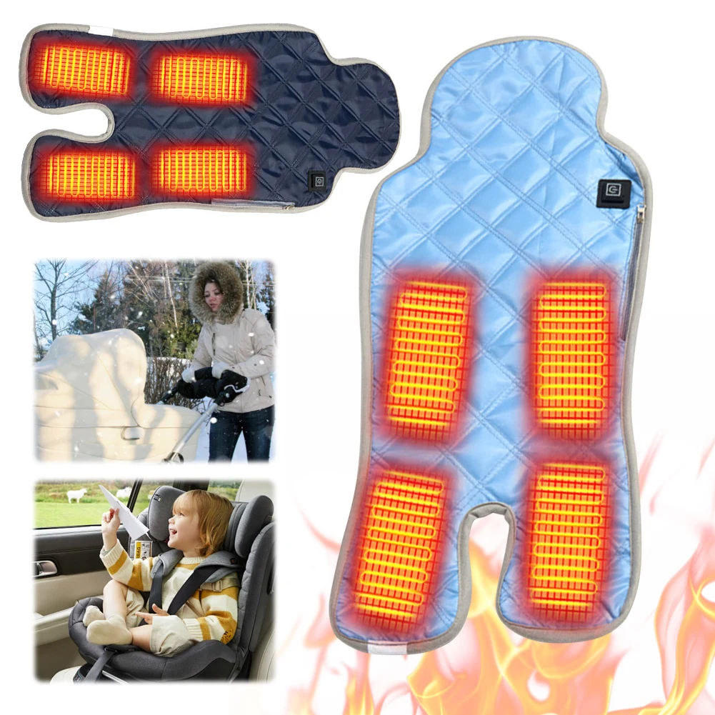 Stroller Heated Chair Pad USB Power Baby Car Seat Heating Pad 3 Temperature Levels Baby Safety seat Warm Cushion