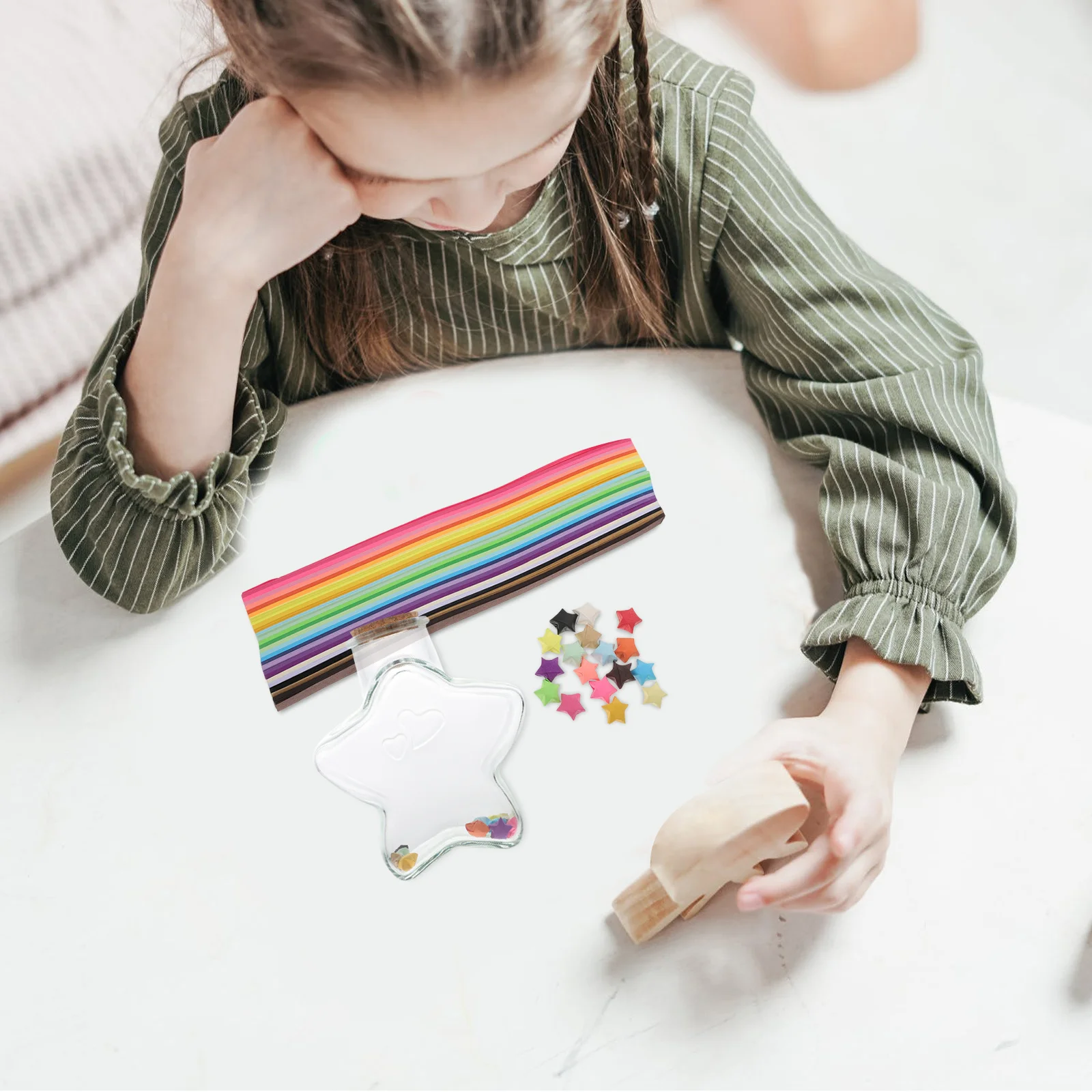 

1Set Origami Star Paper Strips Charming Folded Stars for Kids Birthday Party Theme Events Handmade Paper Strips Wish Bottle