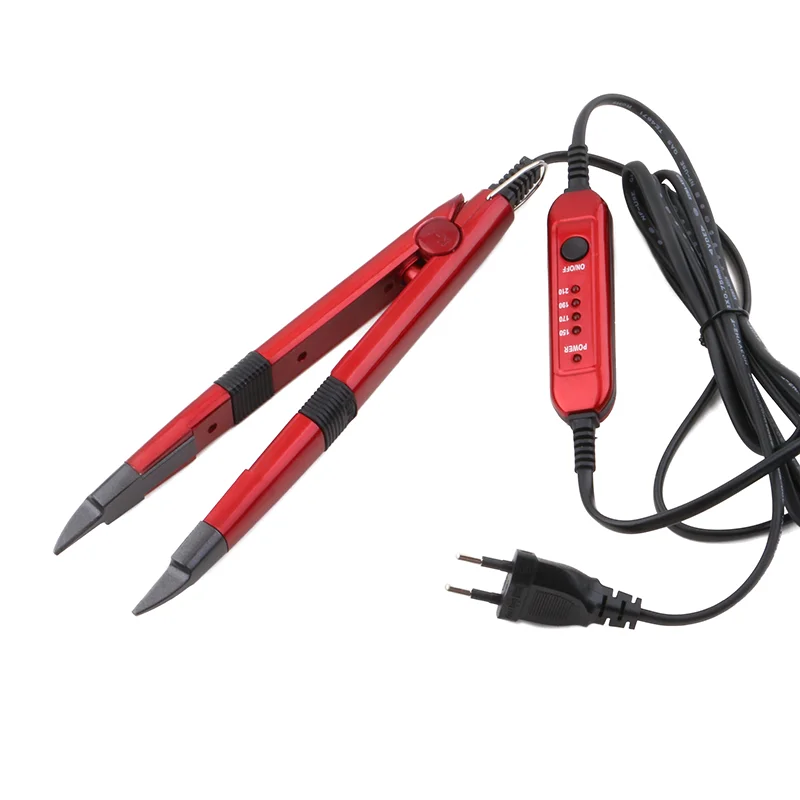 Mini Straight Flat Tip Hair Connector Red Color Keratin Melt Tools Hair Extension Iron With Temp. Control Box