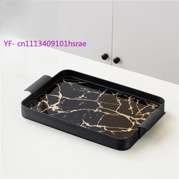 Marble Pattern Coffee Tea Set, Black Gold Luxury Pot Cups Saucers, Arab Tableware with Glass Tray Gift Box