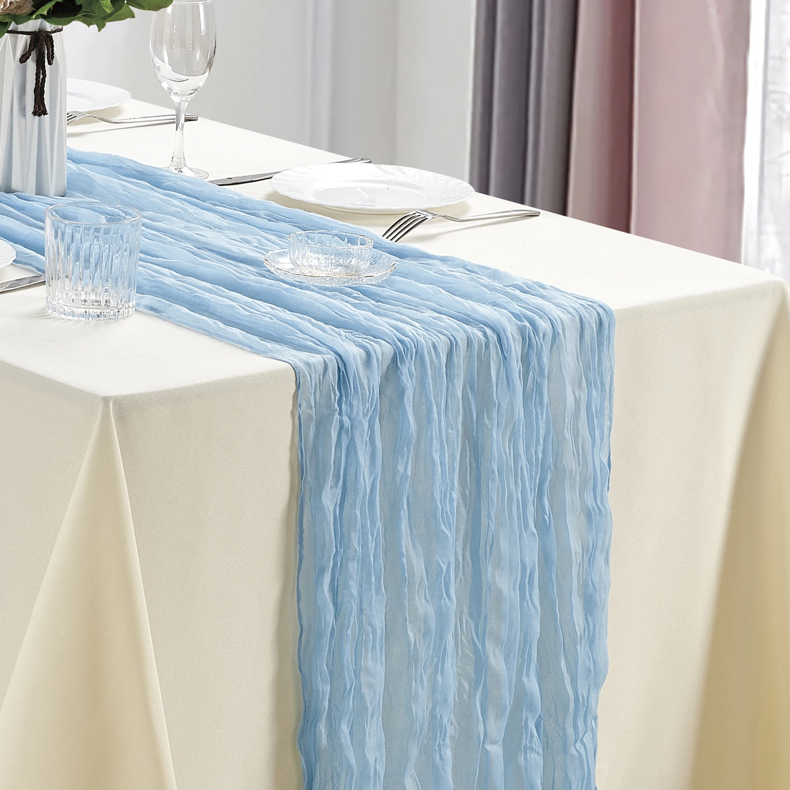 10 stuks kaasdoek tafelloper boho gaas tafelloper 40x270cm romantische tafelloper voor bruiloft bruids douche verjaardagsfeestje