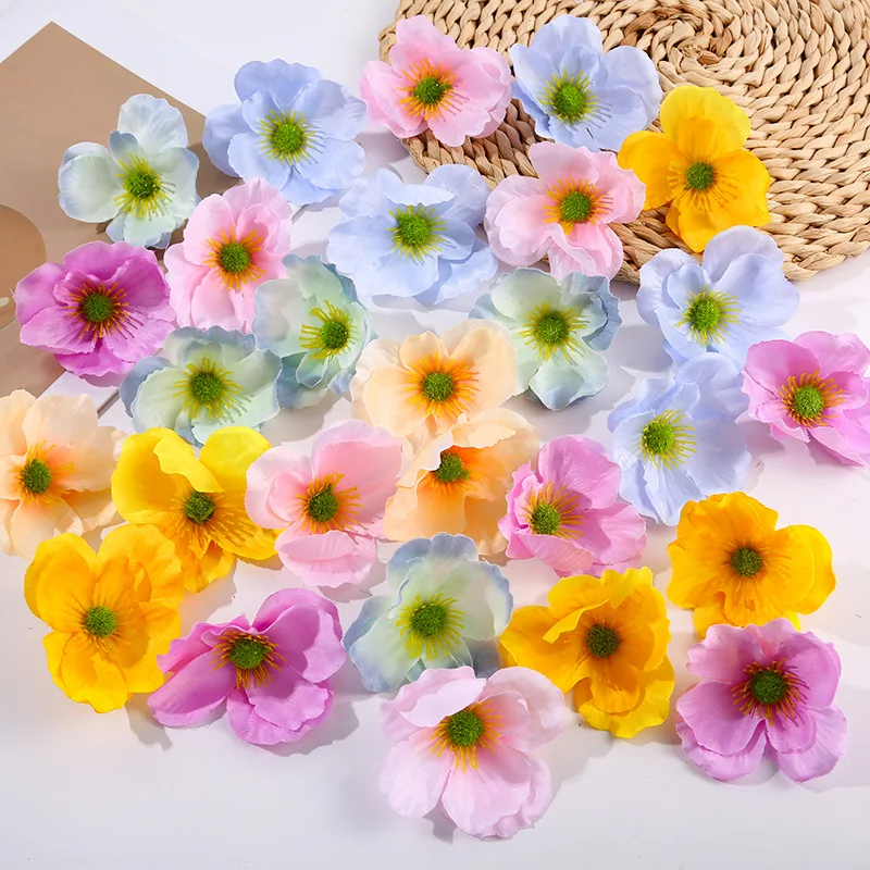 

4pcs Artificial Flower 7.5cm Fake Flower Head Colorful Simulated Model Head DIY Headdress Hairpin Wall Room Home Decoration