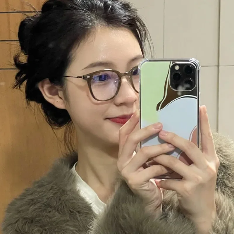 Retro Literary Glasses Frame Girl Ins No Makeup Plain Glasses Men Eyewear Cute Decorative Computer Glasses