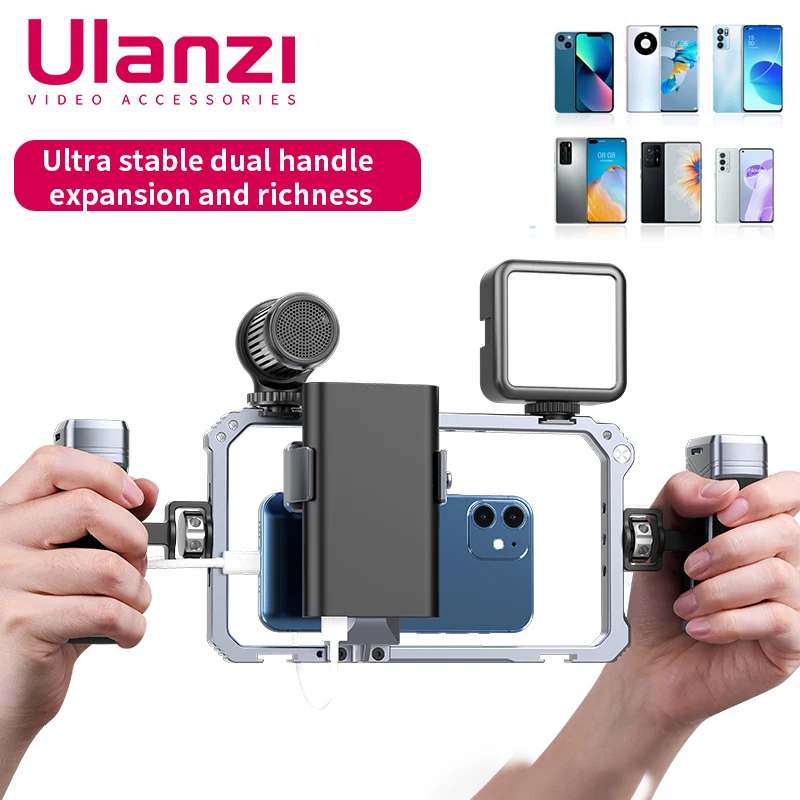 

Ulanzi Universal Smartphone Video Rig Phone Cage with Dual Hand Grip Phone Vlog for iPhone Android Smartphone Photography