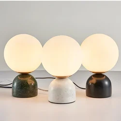 Nordic Bedside Marble Round Glass Table Lamp For Living Room Study Dining Light Luxury Hot Sale Bedroom Furniture