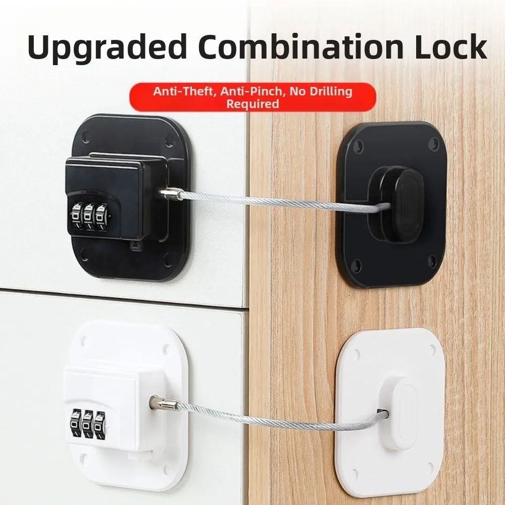 2 قطعة 3 أرقام سلامة الطفل قفل بكلمة مرور مكافحة قرصة اليد متعددة الوظائف خزانة قفل باب الثلاجة إصلاح قوي مع لاصق