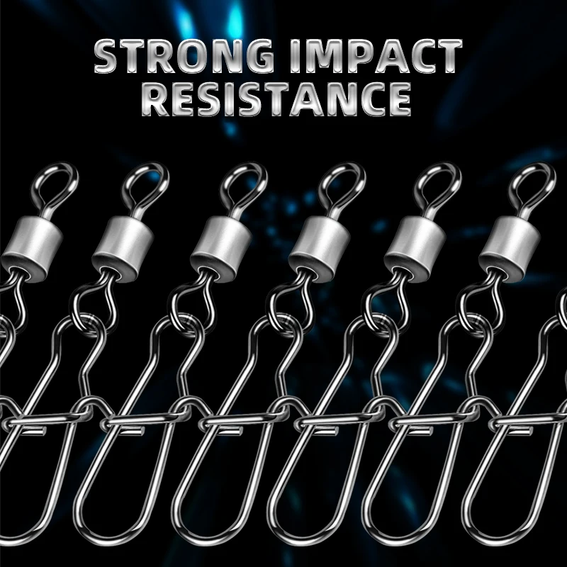BEARKING 50PCS Pike Fishhook Lure Fishing Accessories Connector Pin Bearing Rolling Swivel Stainless Steel Snap Swivels Tackle view 4