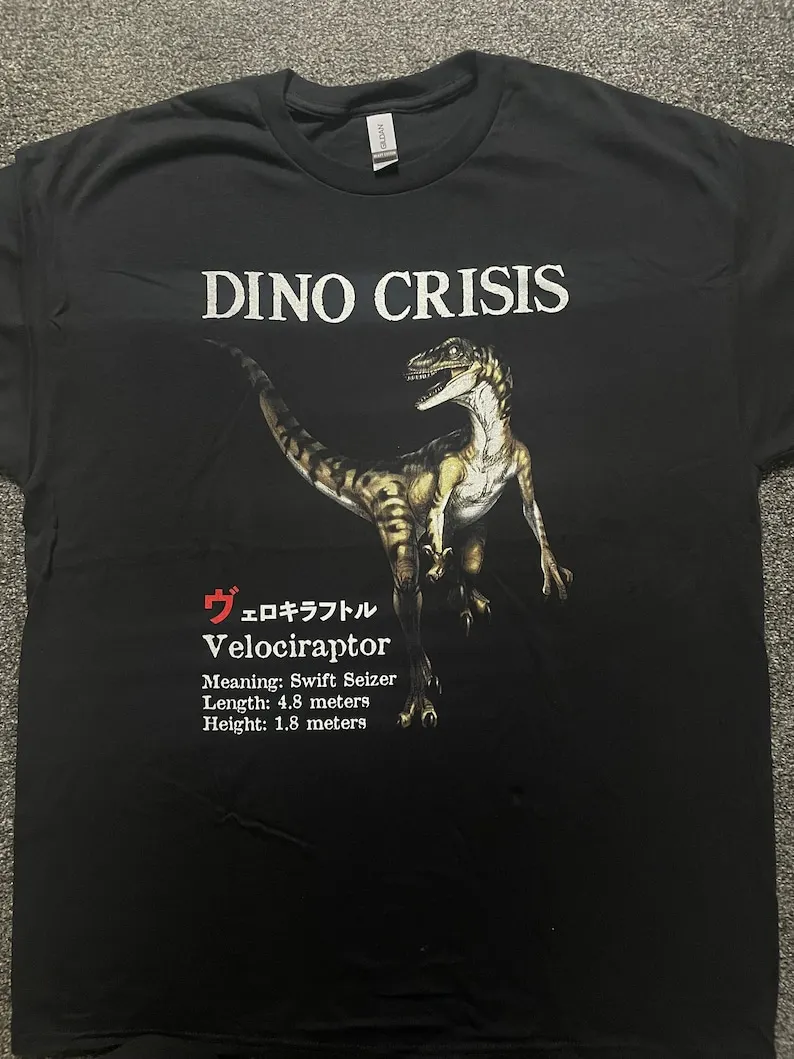 Dino Crisis - Velociraptor - T Shirt - Various Sizes Survival Horror