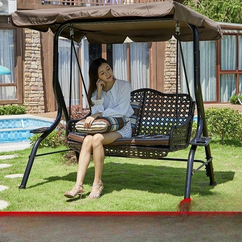 Outdoor swing double courtyard rocking chair, iron art outdoor adult indoor hanging chair