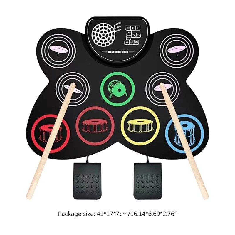 9 Pads Electric Drum Set, Practice Drum Machine with Headphone Built-in Speaker Drum Pedals Drum Sticks Drum DropShipping