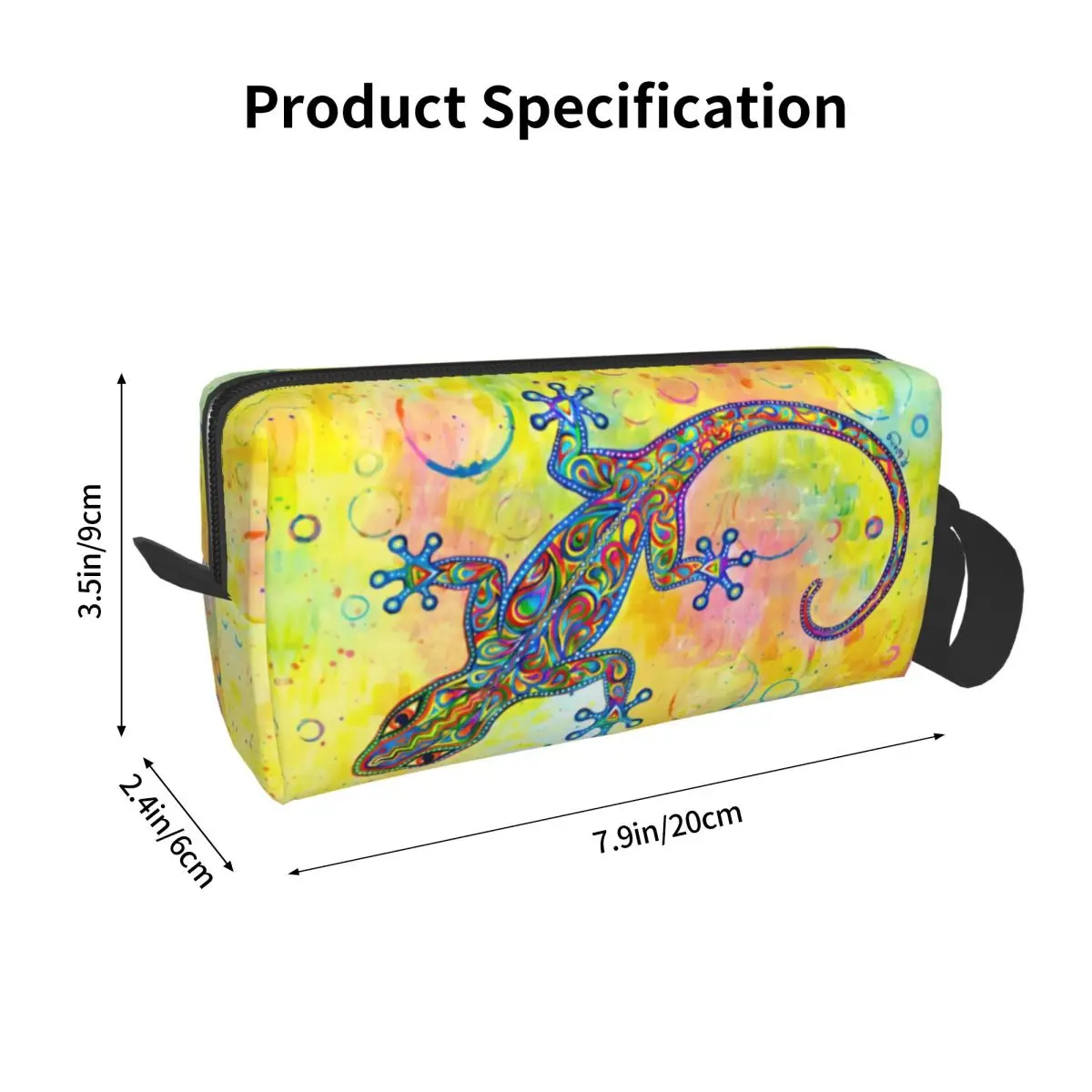 Benutzerdefinierte Reise Gecko Psychedelic Paisley Eidechse Kulturtasche Tragbarer Make-up-Kosmetik-Organizer für die Schönheitsaufbewahrung Dopp Kit Case