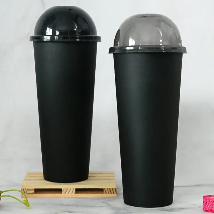 

25pcs 90 Caliber Black Beverage Cups 500ml 700ml Disposable Frosted Injection Molded Cup Juice Coffee Cold Drink Hot Drink Mug