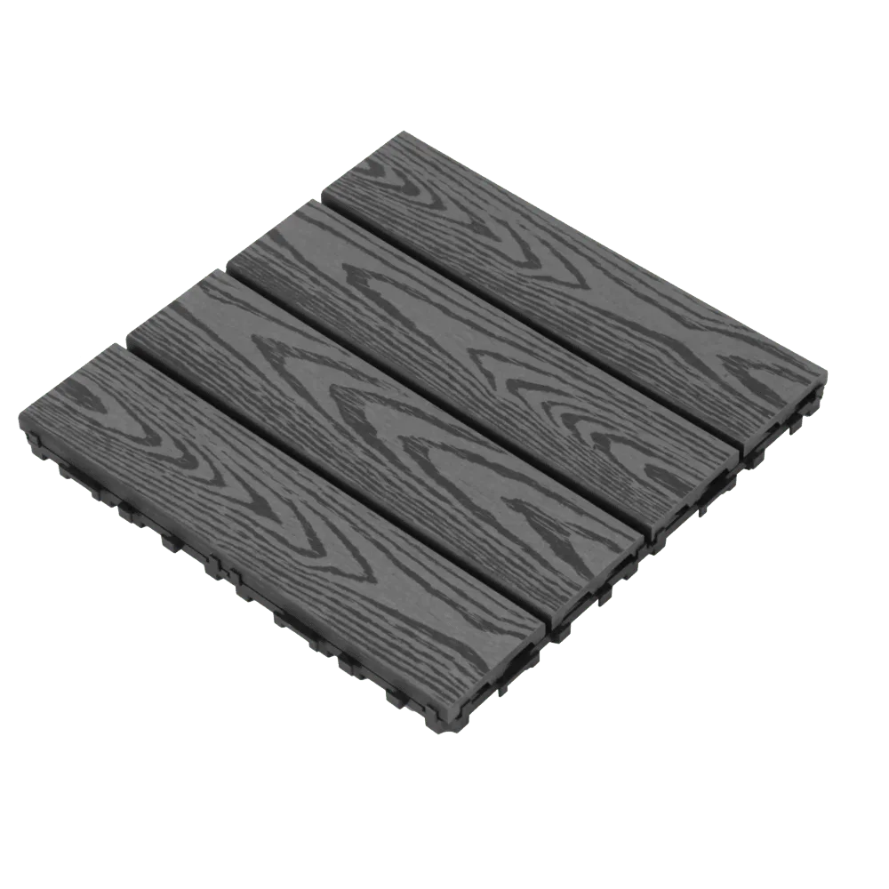 Wood Plastic Composite Deck Tiles Set of 20pcs, Composite Decking Resist Rust, Water, Weather, Easy to DIY & Maintain Ideal