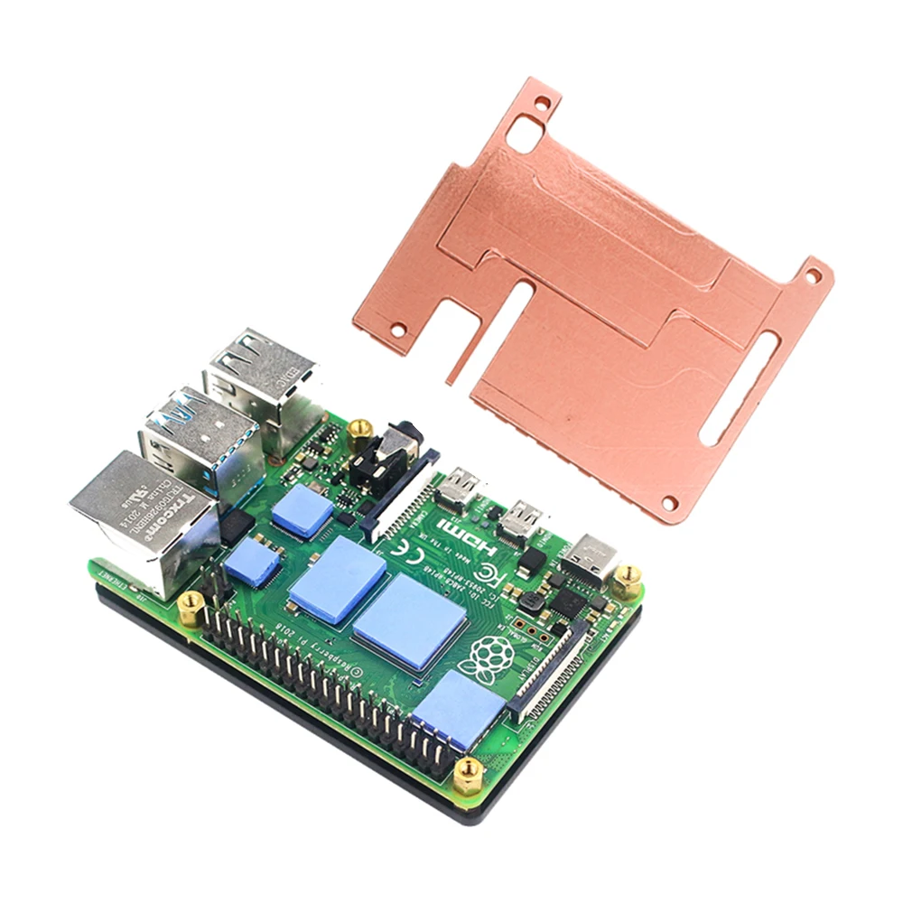 Imagem -03 - Raspberry pi Pure Copper Case Protetora Gabinete de Metal Refrigeração Passiva Dissipador 4b Mod