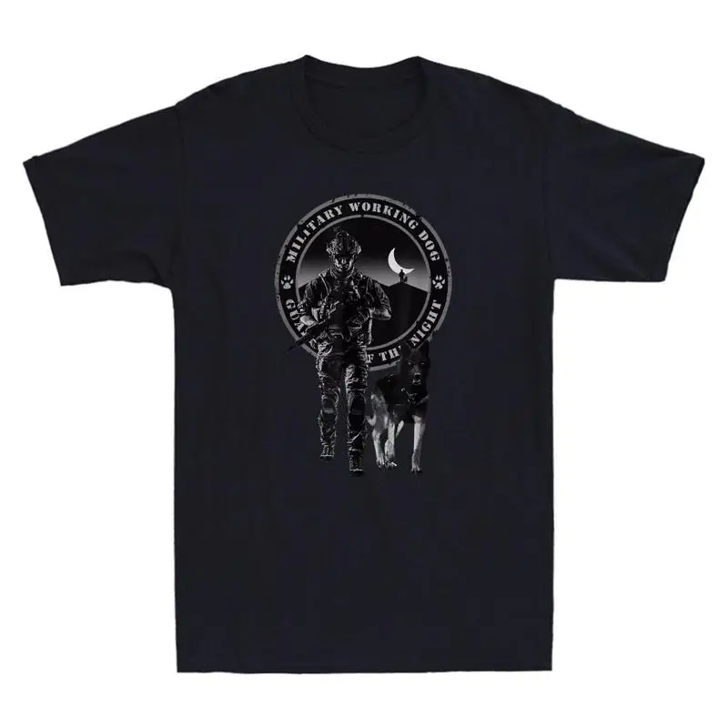 Camiseta Vintage divertida para hombre, guardianes de la noche, perro de trabajo militar