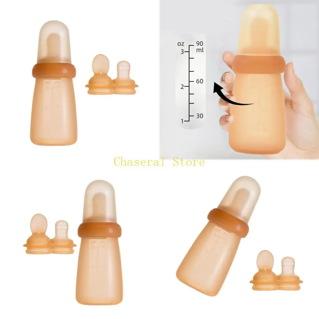 E7CE Infant Toddler Easy Feeding Spoon Squeeze Function Soft Safe Squeezeable Feeder