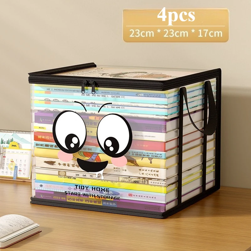 4pcs/1pc Transparent Visual Home Book Storage Box Storage Box Large-Capacity Storage Storage Book Finishing Box, Shelf Baskets