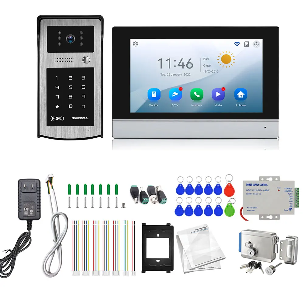 Imagem -06 - Tuya-touch Screen Vídeo Campainha Intercom App Inteligente Rfid Fechadura Elétrica Sistema de Controle de Acesso por Senha Wifi 1080p 7