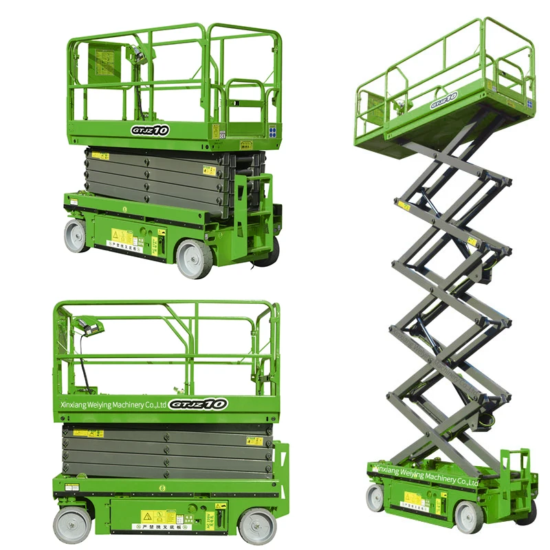 High Rise 4M-14M Scissor Lifts Outdoor Self Propelled 4 Wheels Automatic Scissor Lift Mini