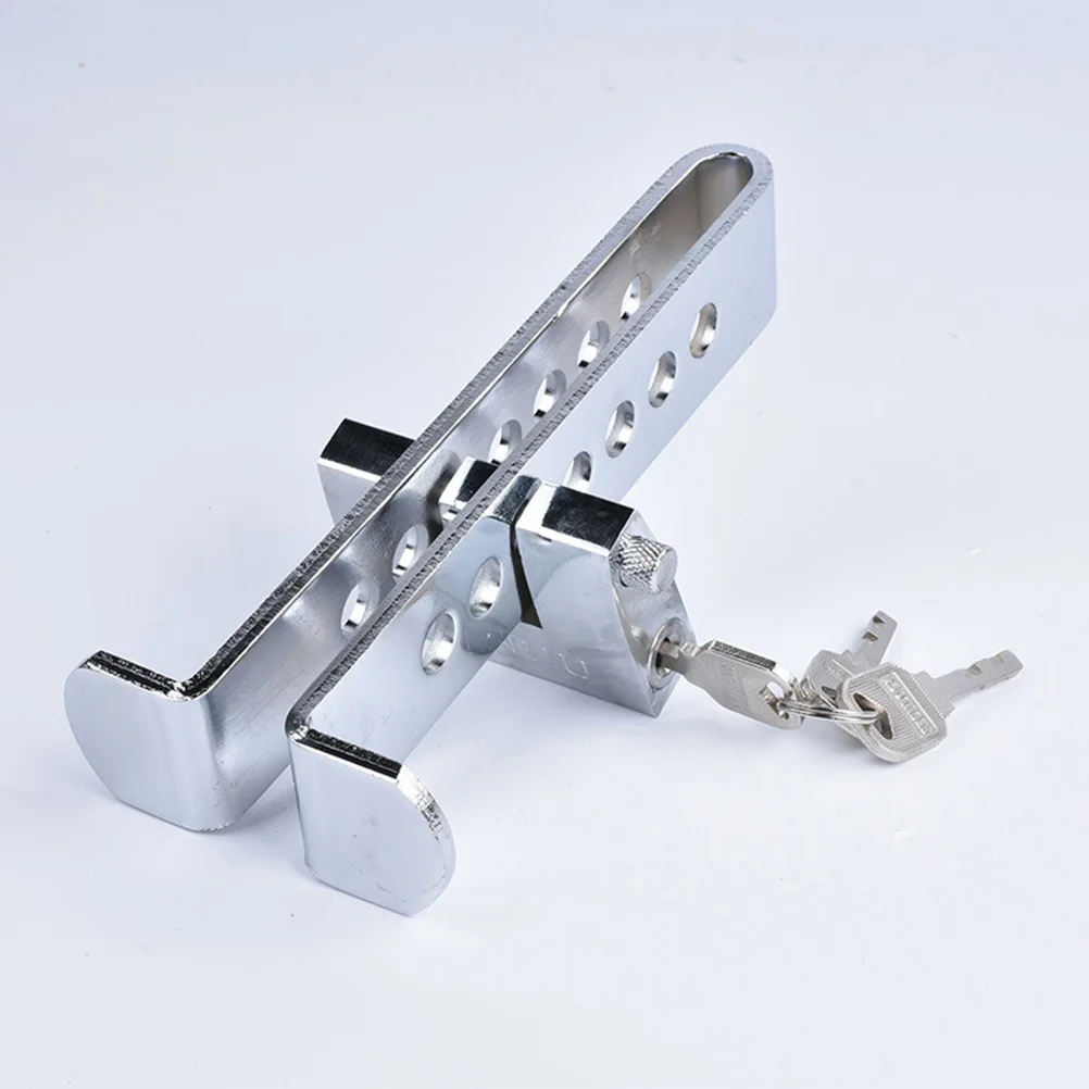 

Steering Wheel Anti-theft Lock 21 5cm Silver Universal Brake Pedal Clutch Lock for Cars Trucks SUVs 7 Holes 3 Keys