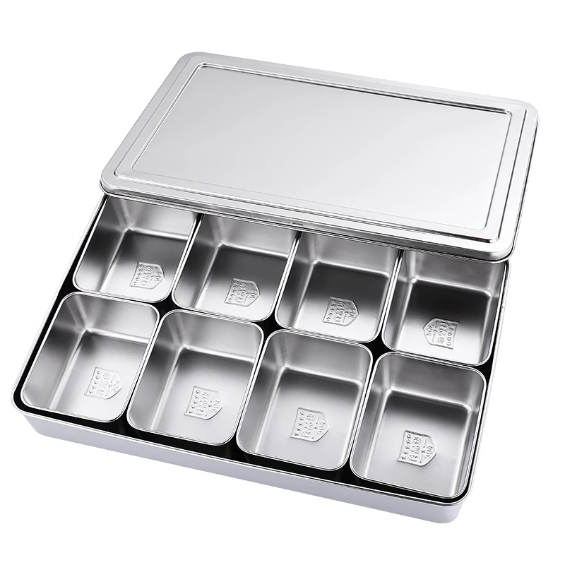 

Коробка для приправ из нержавеющей стали 304, прямоугольная розовая глазурь, набор ящиков для приправ, кухонный органайзер для хранения