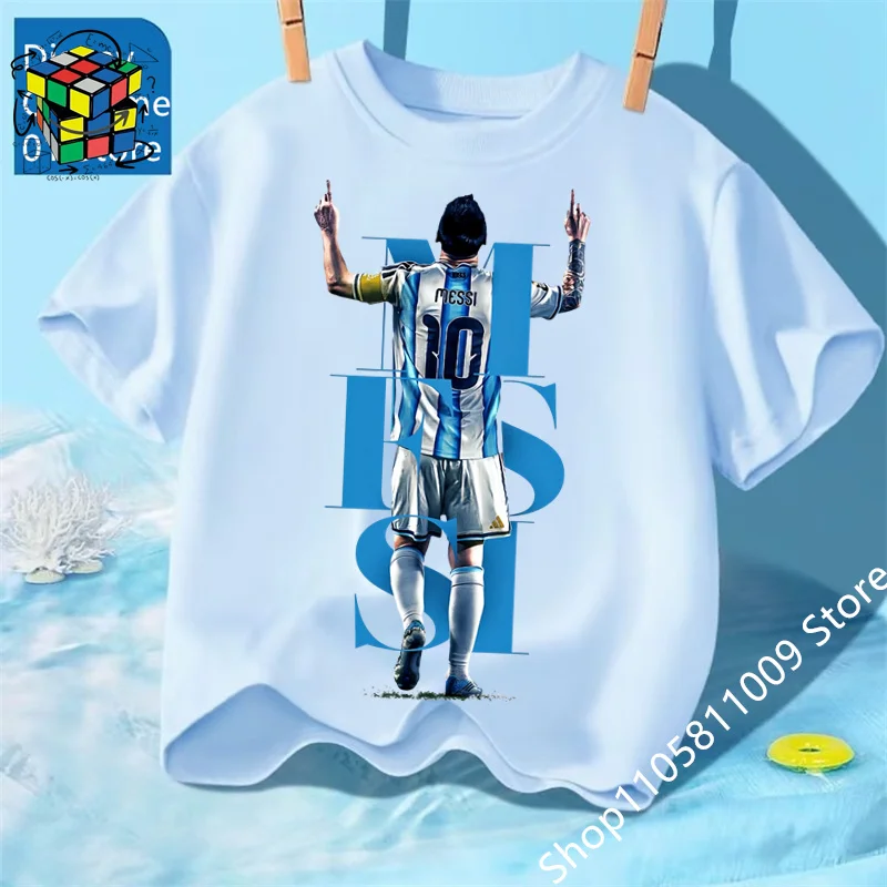 2026 Summer New Fashionable Children's Printed T-shirt Popular Football Star Messi Cool Boys and Girls Casual Short Sleeves