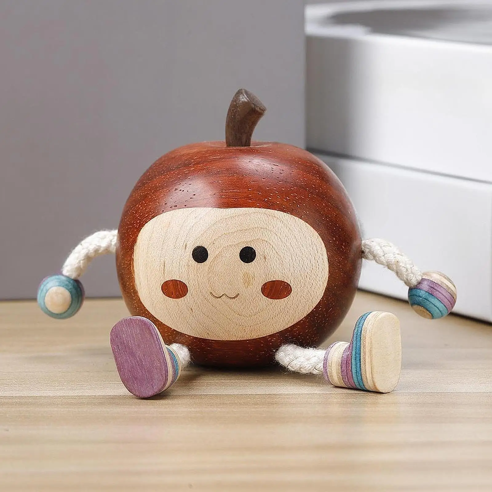 

Wooden Hand Carved Apple Figurine Accent Table Centerpiece Collectible Farmhouse Office Gift Housewarming Birthday Sculpture
