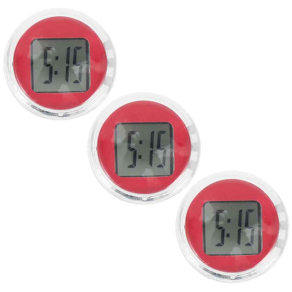 

3pcs Electronic Clock For Car Mini Digital Waterproof Auto Stick On Clock Motorcycle Dashboard Timepiece Decor