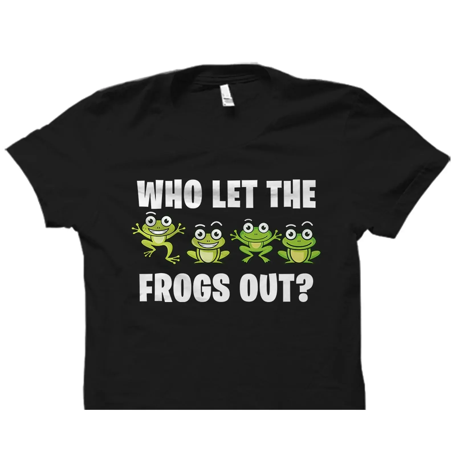 Who Let The Frogs Out Funny Cute Cartoon Frog T Shirt Toad Animal Lover  vintage Washed homme streetwear Casual Slightly Soft