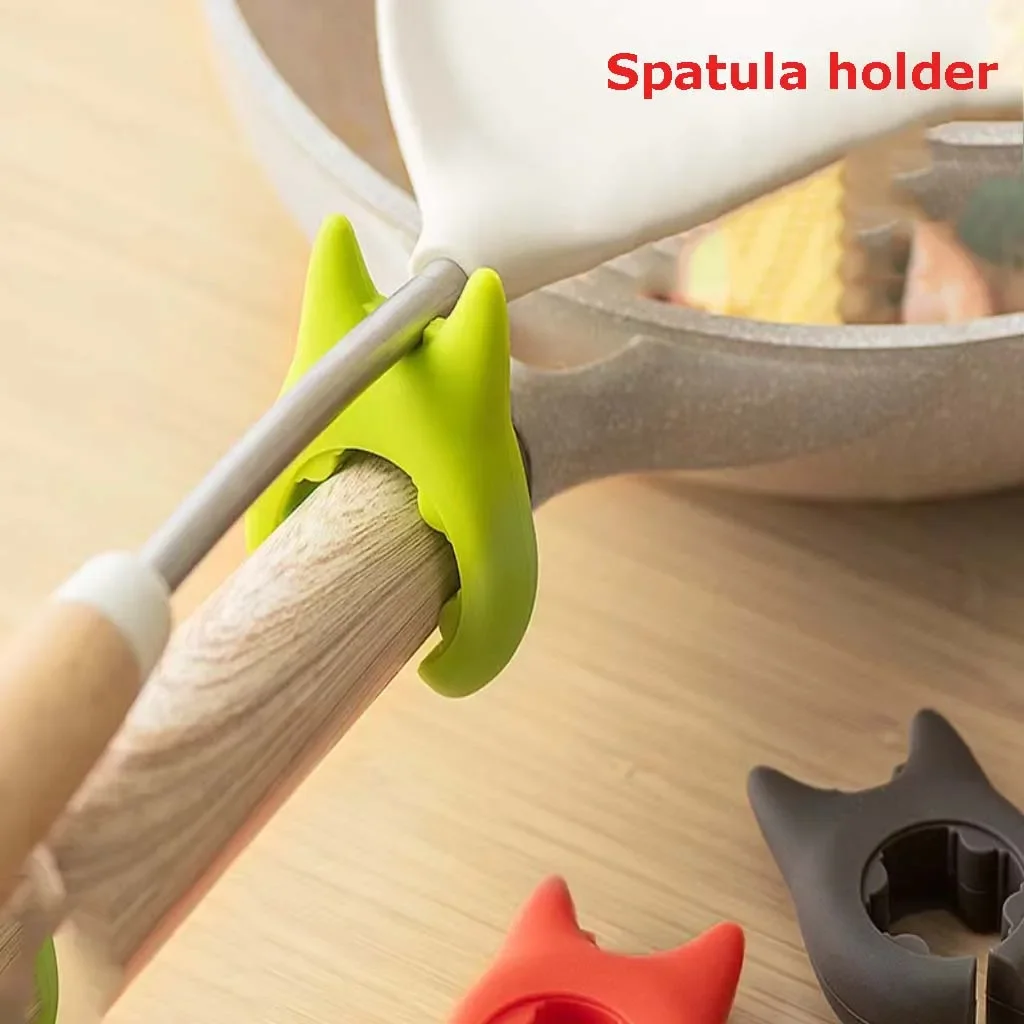 

2Pcs Portable Silicone Anti-overflow Pot Lid Clip Anti-scalding Spoon Holder Support Rack Kitchen Universal Spatula Bracket Clip