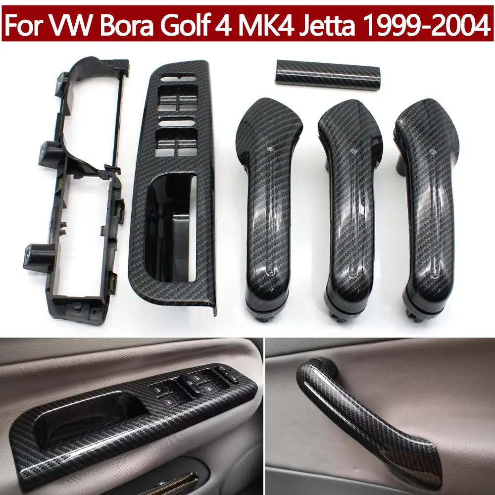 LHD Car Interior Front Rear Left Right Carbon Fiber Door Pull Grab Handle For VW Bora Golf 4 MK4 Jetta 1999-2004