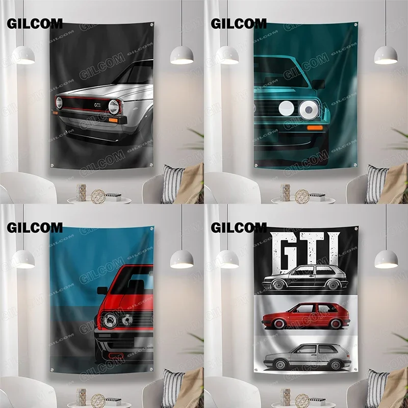 Vintage Car Flag 3X5Ft 90x150cm Classic Car Banner Poster Polyester Digital Printing Tapestry for Garage Wall Room Home Decor
