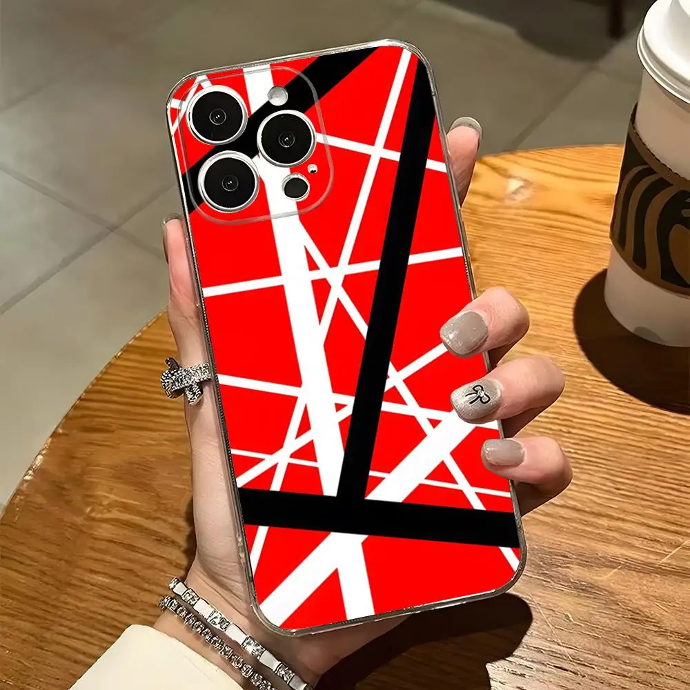 Eddie Van Halen Graphic Guitar Phone Case For Iphone 15 Pro Max 14 16 Plus 11 12 Mini 13 Pro 7 8 X XR XS SE Transparent Cover