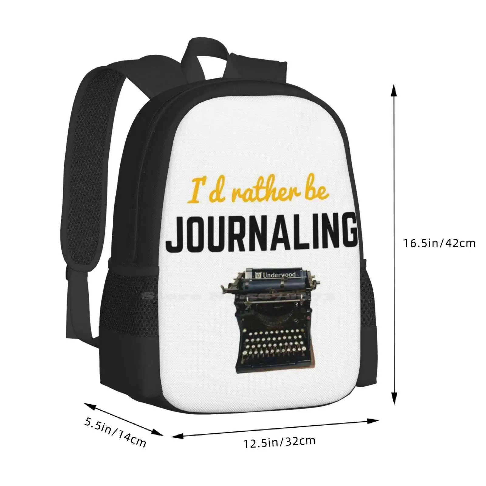 I'D Não Ser Journaling Padrão Design Bag, Mochila do Estudante, Texto Journaling Amante, Funny Pun Fan