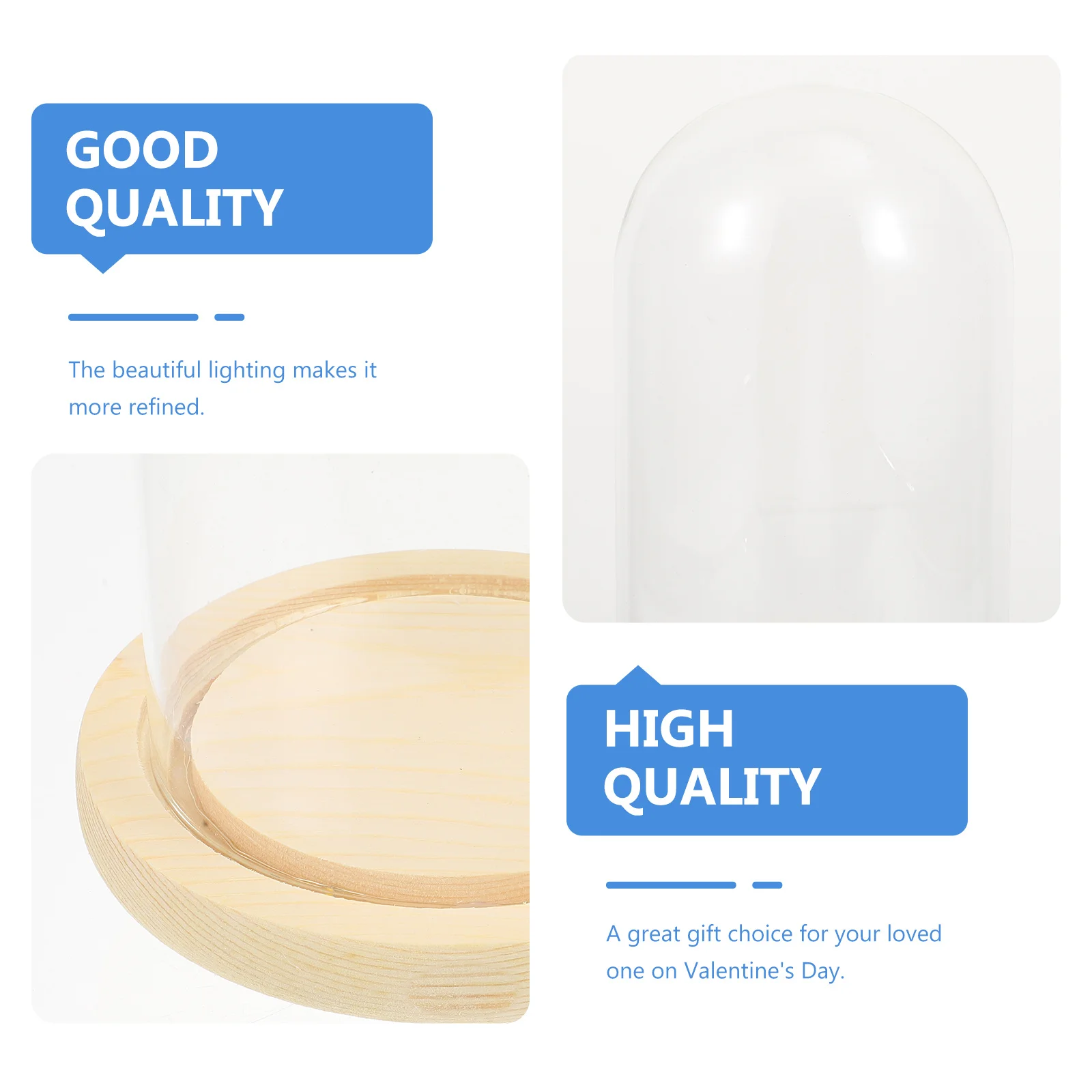 

1Set Preserved Flower Glass Cover Creative Decorative Desktop Ornament Exquisite Display Protector