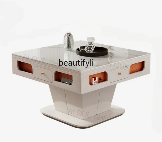 

Fully automatic multi-functional lifting mahjong table dining table dual-purpose modern simple silent rock slab coffee table