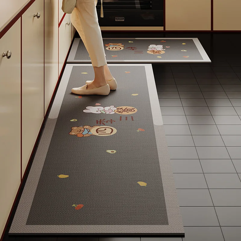 Cartoon High-Class Silica Mud Rug Resistant to Stains Easy to Clean Water Absorbent Slip-Resistant Kitchen Foot Pad for Decor