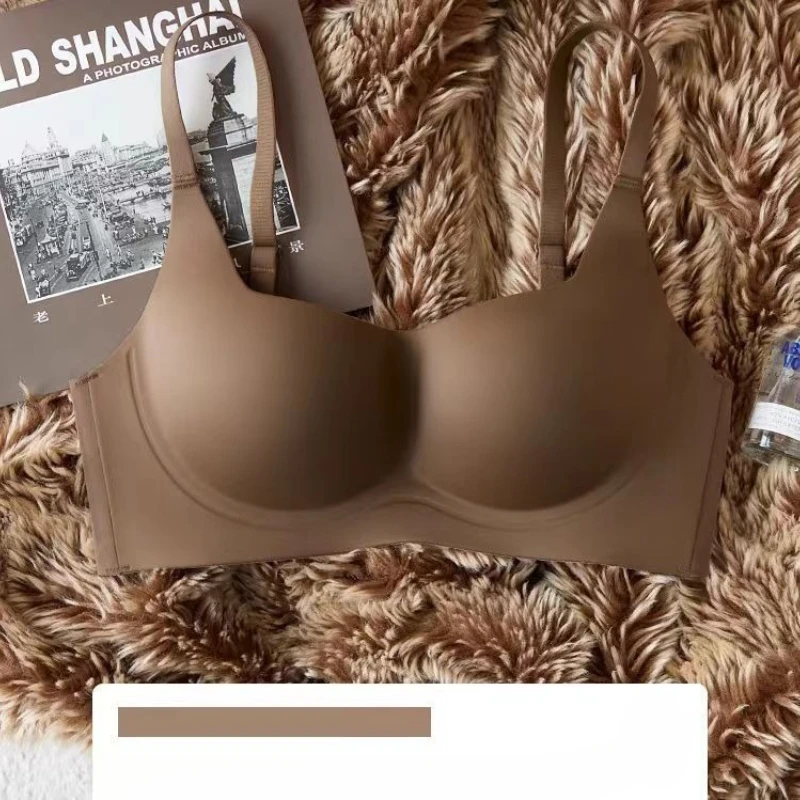 デイリーコーヒーシームレス下着ソフトサポートスチールリングなしブラジャー女性用快適なギャザリングランジェリーオールシーズン着用