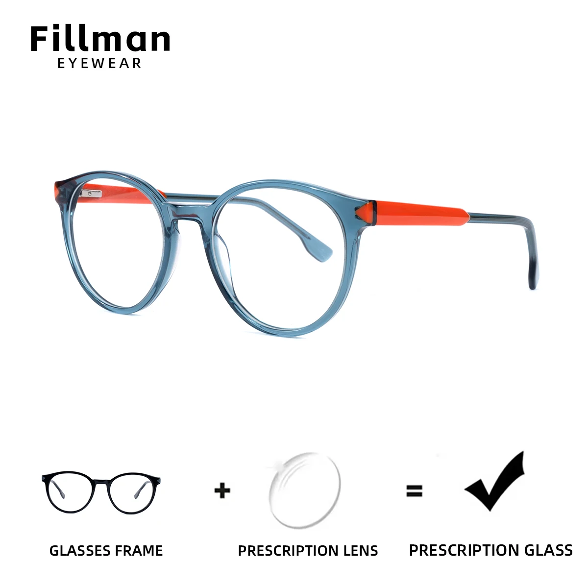 

Fillman Fashion Transparent Oval Prescription Glasses Round Myopia Eyewear Handmade Acetate Optical Eyeglasses for Women men