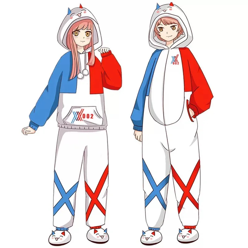 DARLING in the FRANXX Cosplay 02 Zero Two Strelizia CODE 002 Onesies Cosplay Costume Men Women Jumpsuit Home Sleepwear Pajamas