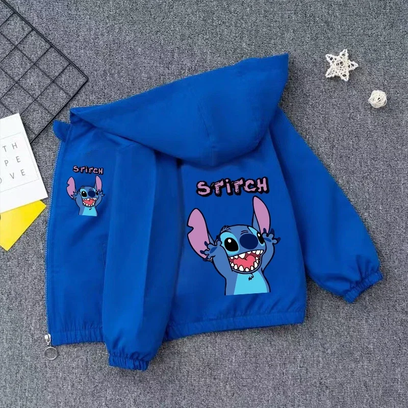 Blue Alien Dog Children Girls Hooded Jacket Coat 2026 Autumn Baby Boy Cartoon Zipper Long Sleeve Casual Clothing Kids Outerwear