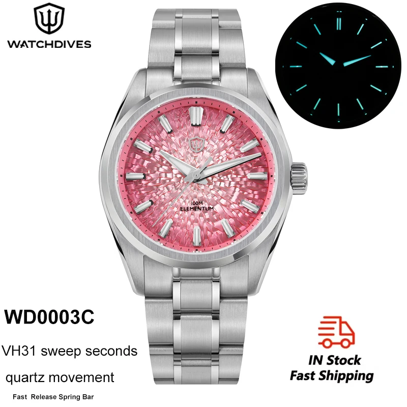 

Watchdives WD0003C Watch Elementum Original Design VH31 Sweep Seconds Quartz Movement 316L Stainless Steel Sapphire Luminous