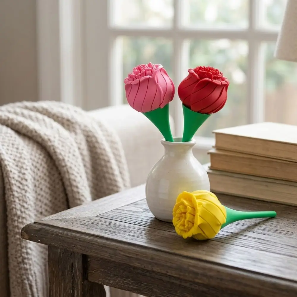 Bloom Flower 3D Printed Twist Rose Novelty Gift Romantic Rotatable Fidget Rose Ornament Handheld Deformable Fidget Sensory Rose