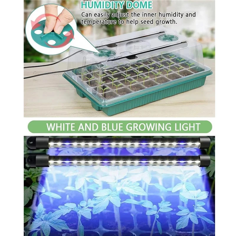 Plants Seed Starter Trays with Grow Light 40 Holes Per Tray Nursery Pots for Home Plant Greenhouse Timed Seedling Tray Kit