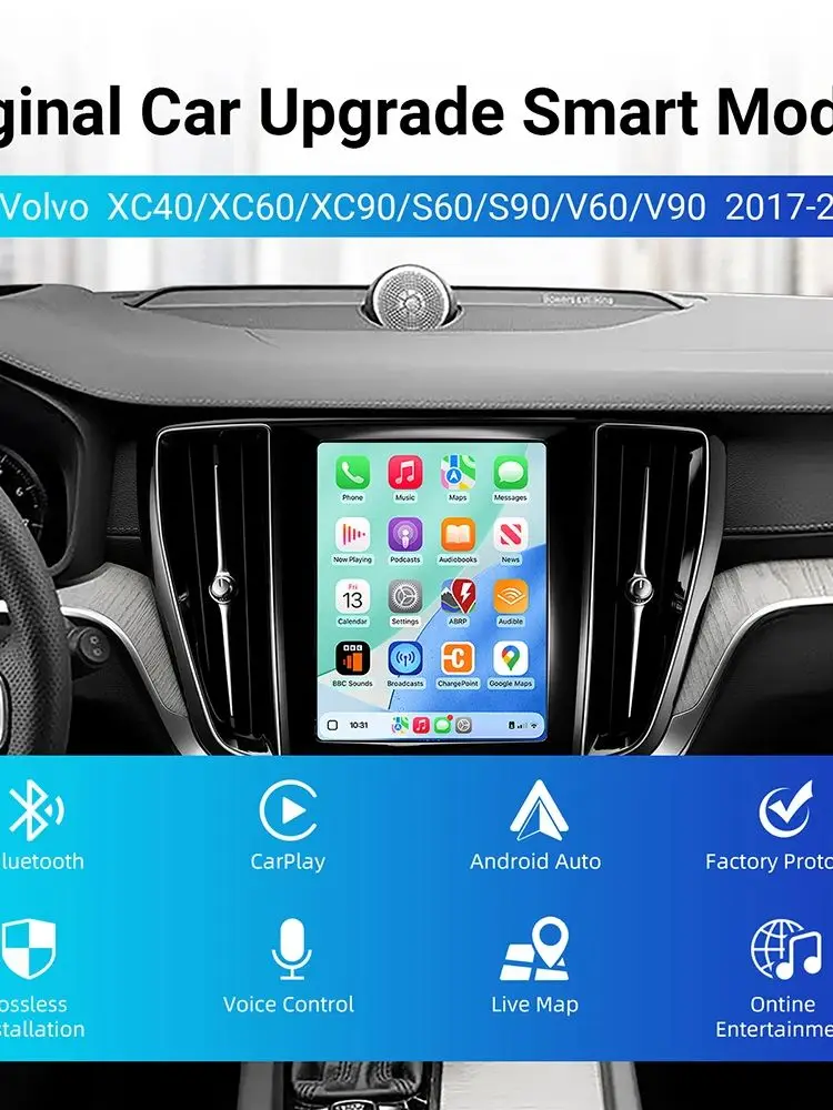 Draadloze CarPlay Android Auto Retrofit Kit Decoder Box CarPlay Interface voor Volvo V60 V90 S60 XC40 XC60 XC90 S60 S90 2017-2022 - afbeelding 2