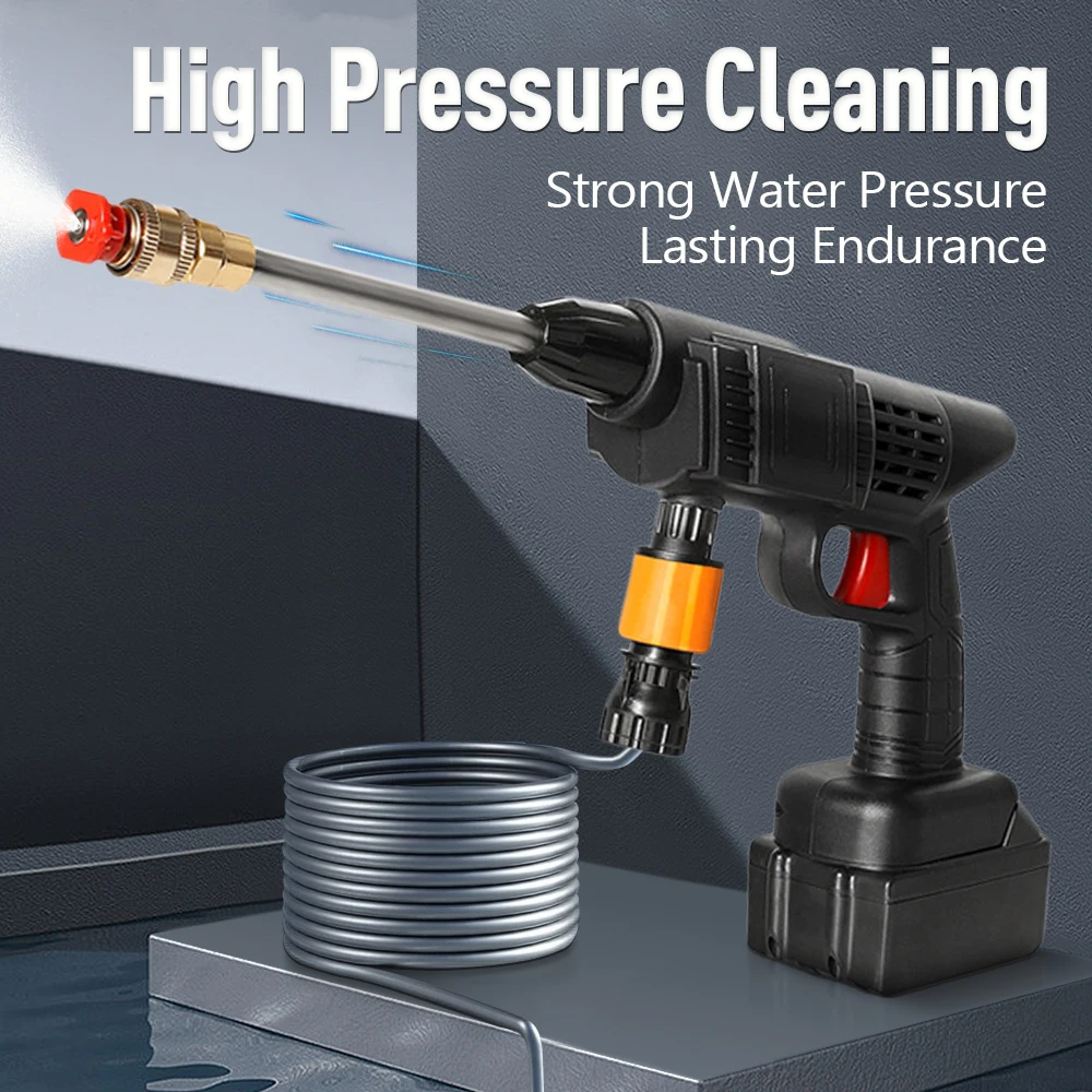 

High Pressure Car Wash Gun Electric Car Wash Machine Cordless Rechargeable Washer Household Garden Tools for 24HV 48HV Batteries